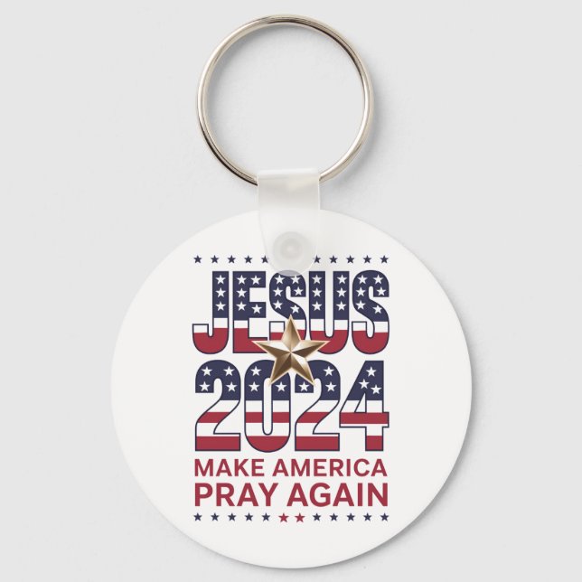 Jesus 2024 Make America Pray Again Key Ring (Front)