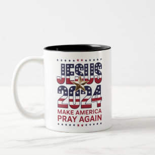 Jesus 2024 Make America Pray Again Two-Tone Coffee Mug