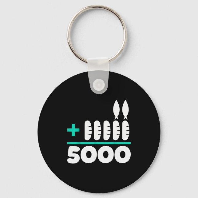 Jesus 2 Fishes 5 Breads 5000 Chosen Against The Cu Key Ring (Front)