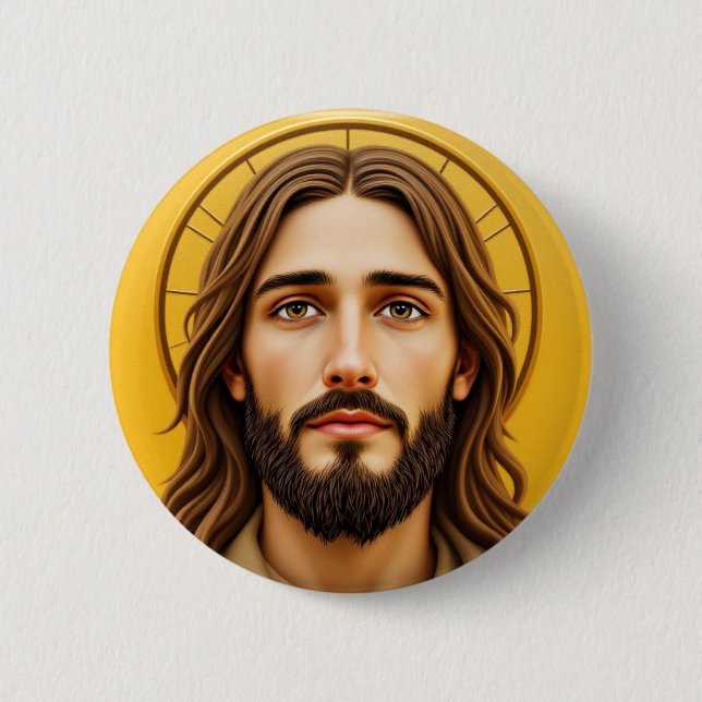 JESUS 6 CM ROUND BADGE (Front)