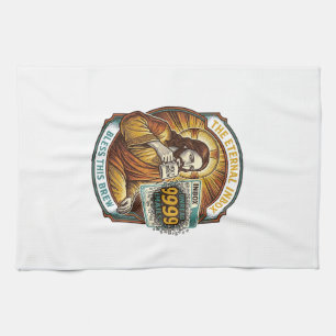 Jesus 9999 Unread Emails Inbox Zero Office Humor_1 Tea Towel