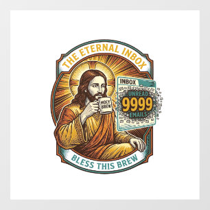 Jesus 9999 Unread Emails Inbox Zero Office Humor_1 Window Cling