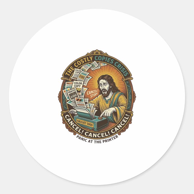 Jesus Accidental 100 Colour Copies Printer Mistake Classic Round Sticker (Front)