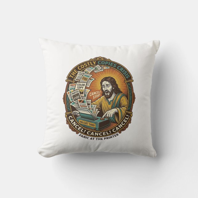 Jesus Accidental 100 Colour Copies Printer Mistake Cushion (Front)