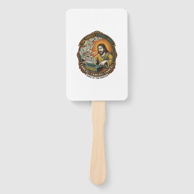 Jesus Accidental 100 Colour Copies Printer Mistake Hand Fan (Front)