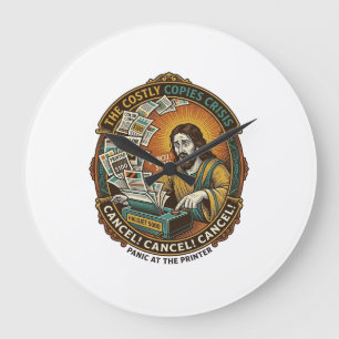 Jesus Accidental 100 Colour Copies Printer Mistake Large Clock