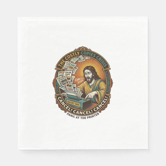 Jesus Accidental 100 Colour Copies Printer Mistake Napkin (Front)