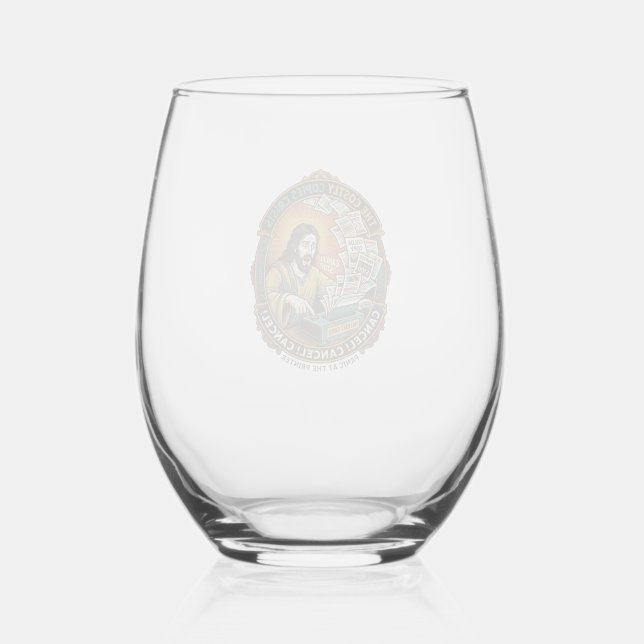 Jesus Accidental 100 Colour Copies Printer Mistake Stemless Wine Glass (Front)