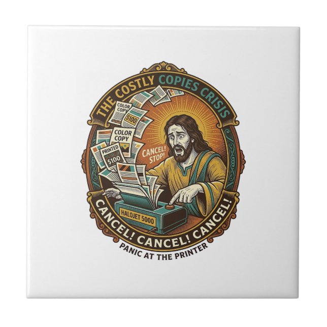 Jesus Accidental 100 Colour Copies Printer Mistake Tile (Front)