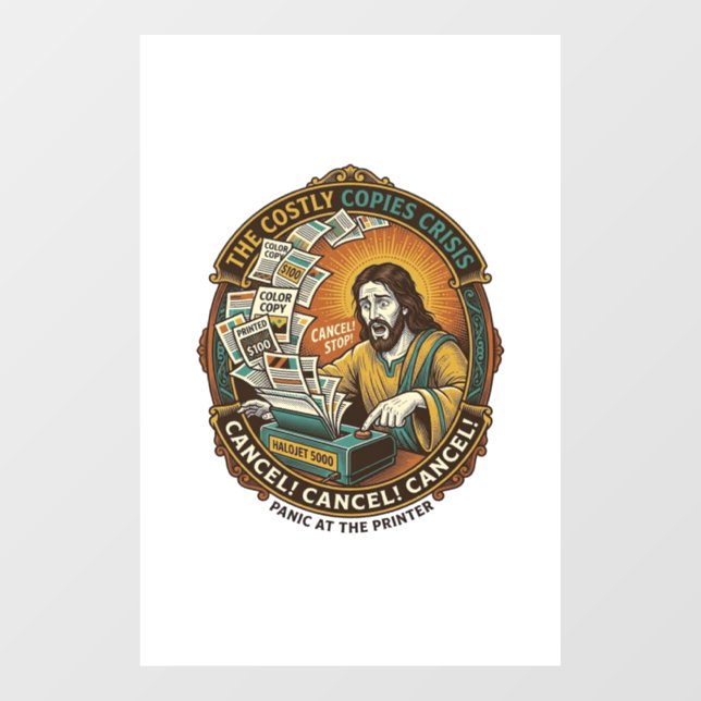 Jesus Accidental 100 Colour Copies Printer Mistake Window Cling (Sheet)