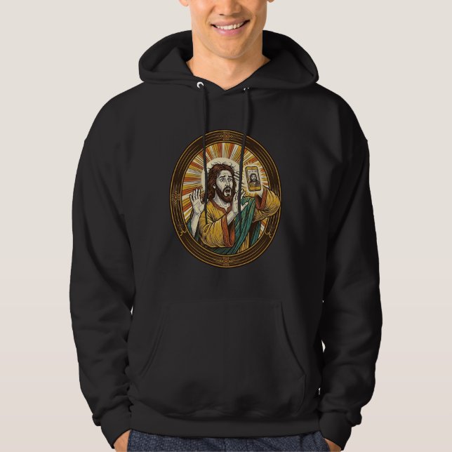 Jesus Accidental Front Camera Double Chin Selfie E Hoodie (Front)