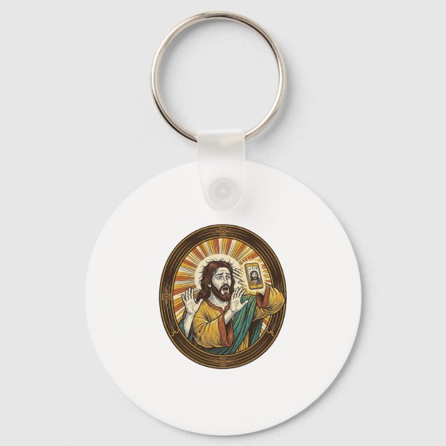Jesus Accidental Front Camera Double Chin Selfie E Key Ring (Front)