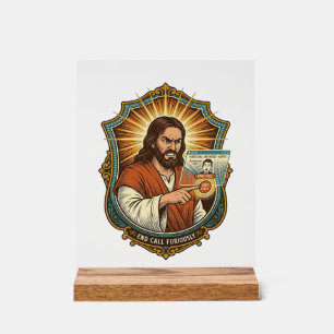Jesus Accidental Video Call Dial Social Media Pani Acrylic Sign