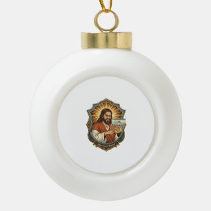 Jesus Accidental Video Call Dial Social Media Pani Ceramic Ball Christmas Ornament