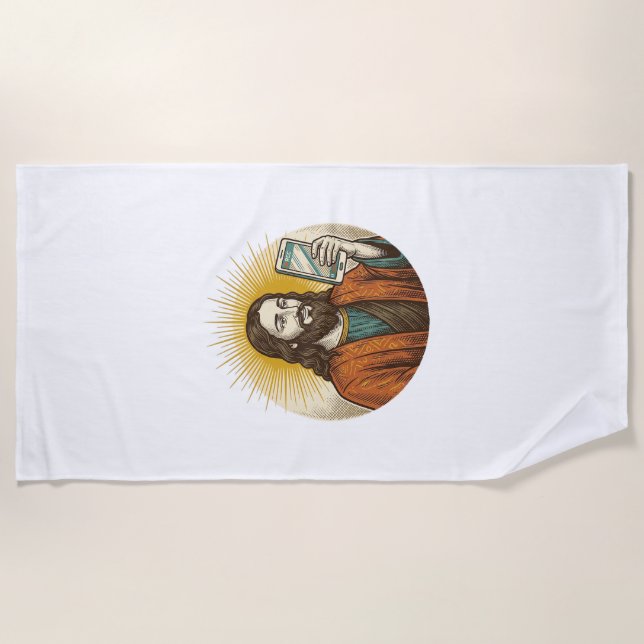Jesus Accidental Video Instead Of Photo Camera Fai Beach Towel (Front)