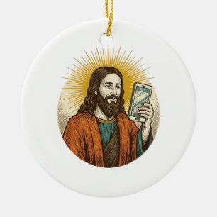 Jesus Accidental Video Instead Of Photo Camera Fai Ceramic Tree Decoration
