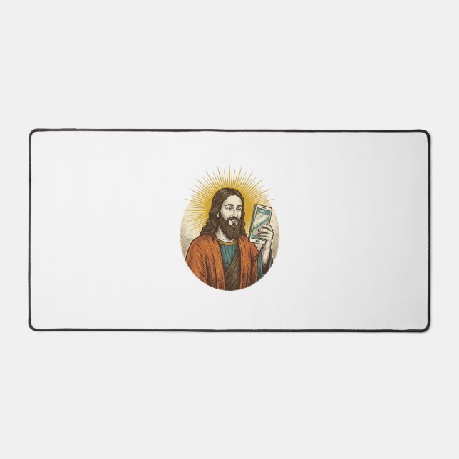 Jesus Accidental Video Instead Of Photo Camera Fai Desk Mat (Front)