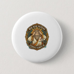 Jesus Accidental Video On Bedhead Morning Meeting 6 Cm Round Badge