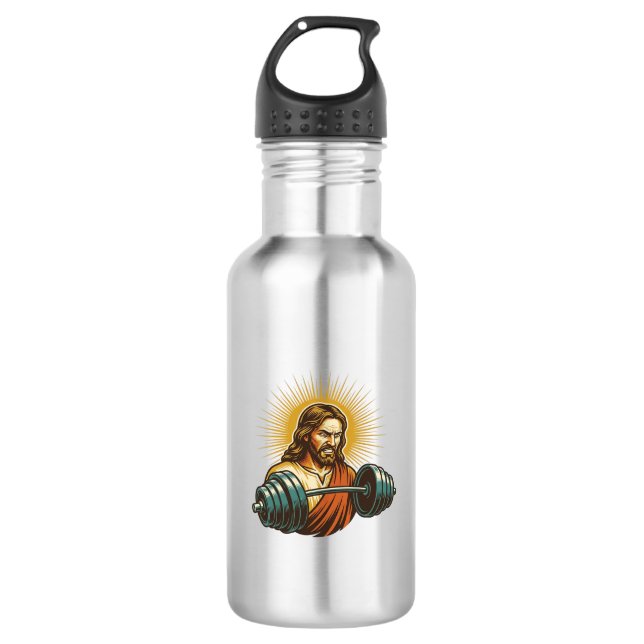 Jesus Accidentally Adding Too Much Weight Gym Fail 532 Ml Water Bottle (Front)