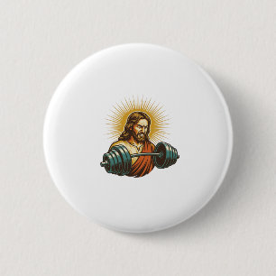 Jesus Accidentally Adding Too Much Weight Gym Fail 6 Cm Round Badge