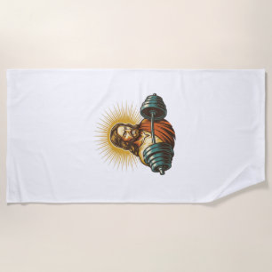 Jesus Accidentally Adding Too Much Weight Gym Fail Beach Towel