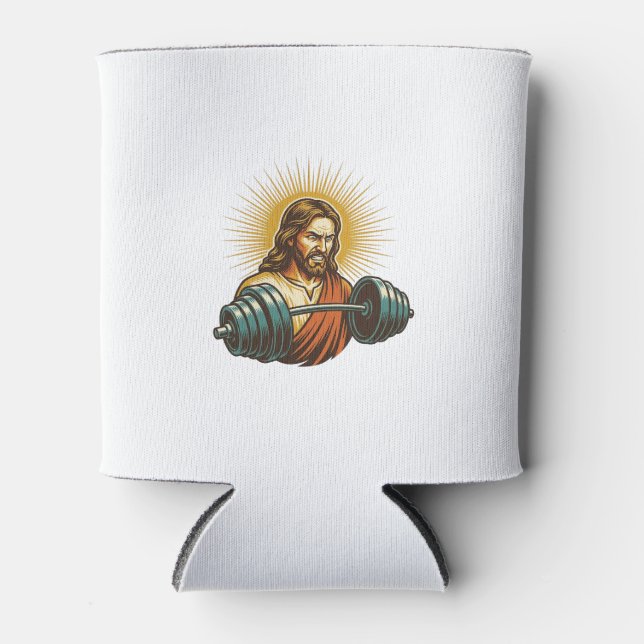 Jesus Accidentally Adding Too Much Weight Gym Fail Can Cooler (Front)
