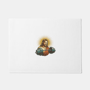 Jesus Accidentally Adding Too Much Weight Gym Fail Doormat