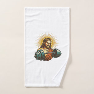 Jesus Accidentally Adding Too Much Weight Gym Fail Hand Towel