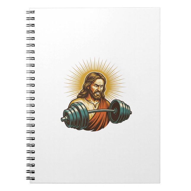 Jesus Accidentally Adding Too Much Weight Gym Fail Notebook (Front)