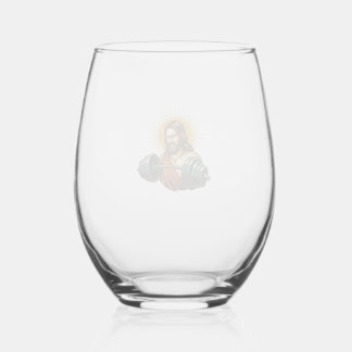 Jesus Accidentally Adding Too Much Weight Gym Fail Stemless Wine Glass