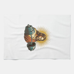 Jesus Accidentally Adding Too Much Weight Gym Fail Tea Towel