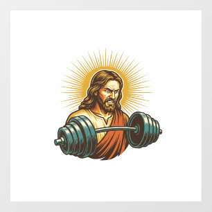 Jesus Accidentally Adding Too Much Weight Gym Fail Window Cling