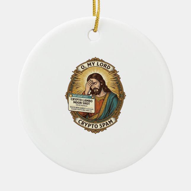 Jesus Added Spam Crypto Group Chat Annoyance Humou Ceramic Tree Decoration (Front)