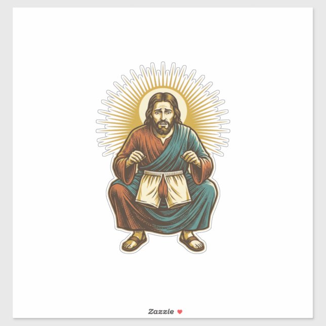 Jesus Adjusting Uncomfortable Wedgie Mid Squat Gym (Sheet)