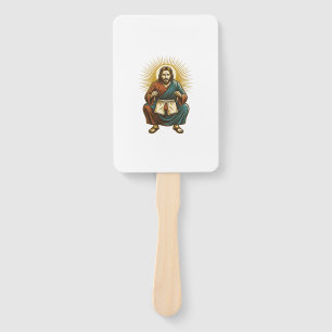Jesus Adjusting Uncomfortable Wedgie Mid Squat Gym Hand Fan