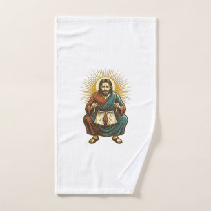 Jesus Adjusting Uncomfortable Wedgie Mid Squat Gym Hand Towel