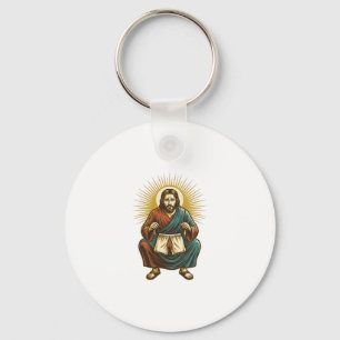 Jesus Adjusting Uncomfortable Wedgie Mid Squat Gym Key Ring