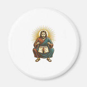 Jesus Adjusting Uncomfortable Wedgie Mid Squat Gym Magnet