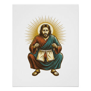 Jesus Adjusting Uncomfortable Wedgie Mid Squat Gym Poster
