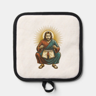 Jesus Adjusting Uncomfortable Wedgie Mid Squat Gym Pot Holder
