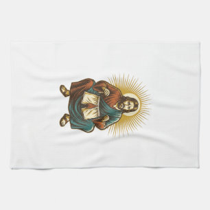 Jesus Adjusting Uncomfortable Wedgie Mid Squat Gym Tea Towel