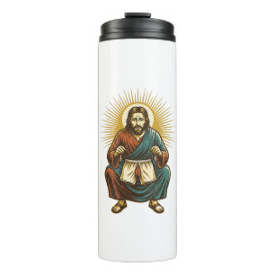 Jesus Adjusting Uncomfortable Wedgie Mid Squat Gym Thermal Tumbler