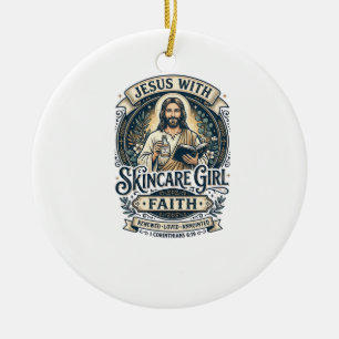 Jesus Aesthetician Skincare Vintage Shirt Christia Ceramic Tree Decoration