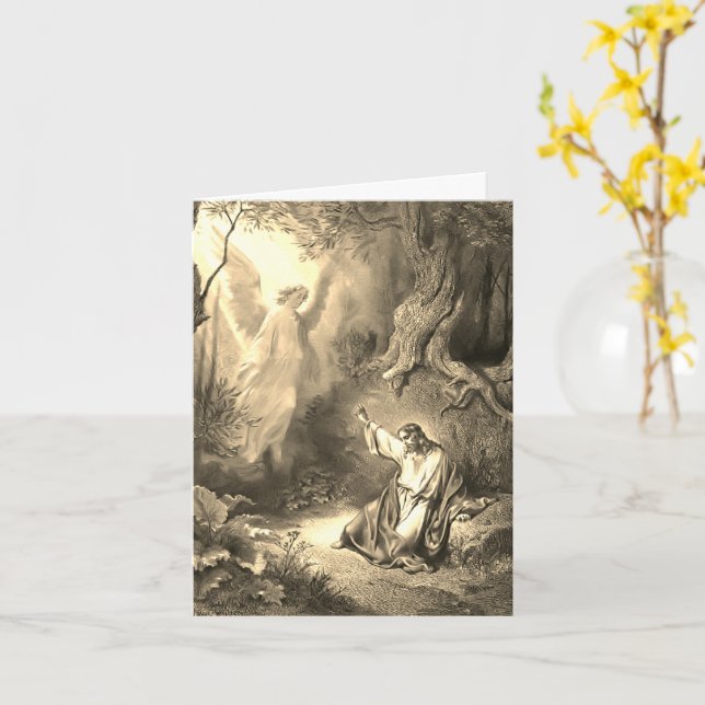 Jesus Agony In The Garden Art Note Card (Yellow Flower)