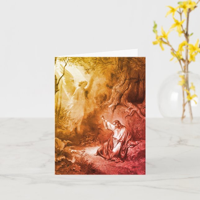 Jesus Agony In The Garden Art Note Card (Yellow Flower)