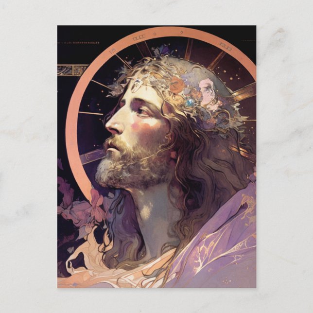 Jesus AI Generated Stained Glass Art Postcard (Front)