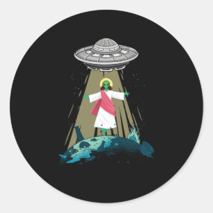 Jesus Alien Abduction UFO Believer Aliens Gift Classic Round Sticker