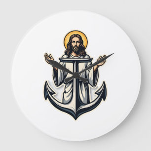 Jesus Anchor Hope Vintage Engraving Tee 2 Large Clock
