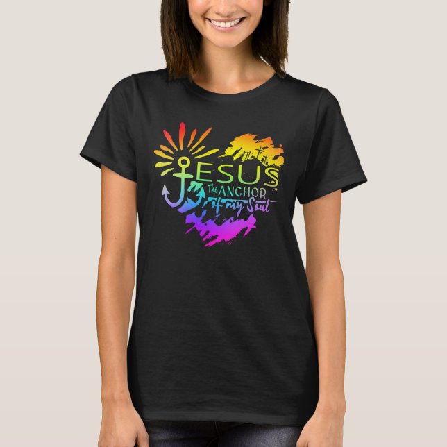 Jesus Anchor of My Soul – Heart Cross T-Shirt (Front)