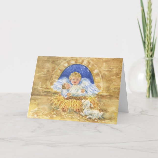 Jesus and Angel Manager Greeting Card (Front)